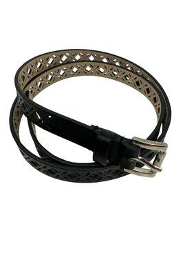 New Steve Madden Cutout Design Genuine Leather Belt With Silver Buckle Womens Bl